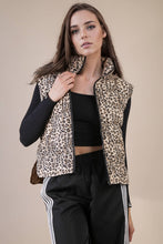 Load image into Gallery viewer, Solid & Leopard Puffer Padded Warm Vest: LEOPARD