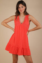 Load image into Gallery viewer, Trim Detail V-Neck Knit Mini Dress: DENIM