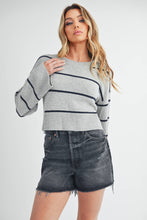 Load image into Gallery viewer, Emmanuelle Sweater: Heather Gray/Navy / Contemporary