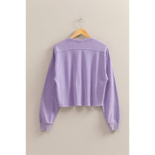 Load image into Gallery viewer, Blue Cropped Sweatshirt With Raw Hem