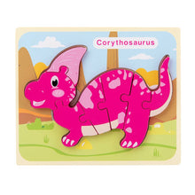 Load image into Gallery viewer, 3D Wooden Dinosaur Puzzle, Buckle Design for Early Education: Green / One Size