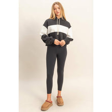 Load image into Gallery viewer, Colorblock Cropped Hoodie: WALNUT