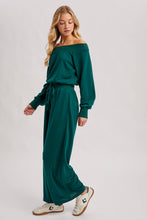 Load image into Gallery viewer, WIDE NECK OFF THE SHOULDER KNIT JUMPSUIT: IVORY