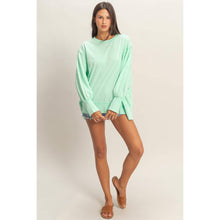 Load image into Gallery viewer, Oversized Seam Detail Long Sleeve Top: BLUE