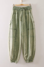 Load image into Gallery viewer, NP71148-Vintage Wash Cargo Jogger Pants: SAGE / S-M-L/2-2-2