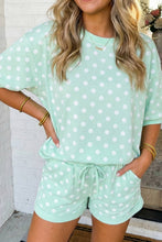 Load image into Gallery viewer, LAS-LIVE Polka Dot Print Top Drawstring Shorts Set (S-XL): Green / Missy / M