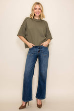Load image into Gallery viewer, Boxy Crew Neck Knit Top: Olive