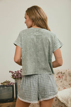 Load image into Gallery viewer, WASHED SHORT SLEEVE BOXY KNIT TOP : OLIVE
