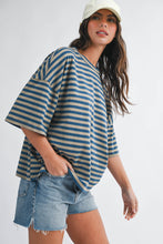Load image into Gallery viewer, Oversized Stripe Boyfriend Tee: Tan / Contemporary