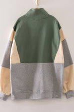 Load image into Gallery viewer, NT12353-Colorblock Half Snap Sweatshirt: GRAY / S-M-L/2-2-2