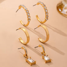 Load image into Gallery viewer, Crystal-Accented Gold Hoop Earring Set | 80E61945: Gold