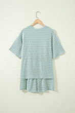 Load image into Gallery viewer, PRETTY BASH Stripe Corded Knit Tee & Short Set
: Sky Blue Stripe / S