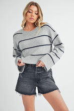 Load image into Gallery viewer, Emmanuelle Sweater: Heather Gray/Navy / Contemporary