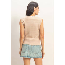 Load image into Gallery viewer, Eyelet Sleeveless Knit Top: CREAM