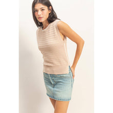 Load image into Gallery viewer, Eyelet Sleeveless Knit Top: CREAM