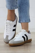 Load image into Gallery viewer, LDC Striped Lace-up Flat Sneakers: White