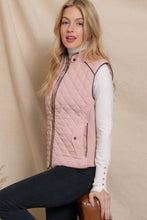 Load image into Gallery viewer, Suede Piping Detail Rib Quilted Padding Vest: OLV-olive oil / S
