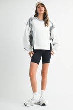 Load image into Gallery viewer, Colorblock Terry Pullover Sweatshirt: White Heather Gray / Contemporary