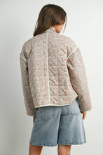 Load image into Gallery viewer, FLORAL QUILTED JACKET WITH LIGHTWEIGHT BOHO PRINT: LAVENDER / IVORY
