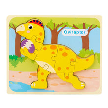 Load image into Gallery viewer, 3D Wooden Dinosaur Puzzle, Buckle Design for Early Education: Green / One Size