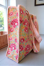 Load image into Gallery viewer, Golden Hour Pink Floral Tote Bag