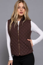 Load image into Gallery viewer, Suede Piping Detail Rib Quilted Padding Vest: OLV-olive oil / L