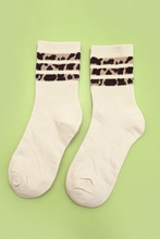 Load image into Gallery viewer, WOMAN ANIMAL LEOPARD HALF CREW THROWBACK SOCKS | OFF WHITE