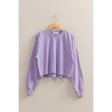 Load image into Gallery viewer, Blue Cropped Sweatshirt With Raw Hem