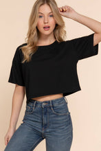 Load image into Gallery viewer, Short Sleeve Crew Neck Oversize Crop Cotton Knit Tee: RED-red / S