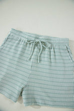 Load image into Gallery viewer, PRETTY BASH Stripe Corded Knit Tee & Short Set
: Sky Blue Stripe / XL