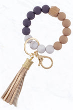 Load image into Gallery viewer, Color Silicone Beaded Key Ring Keychain: Nude Grey