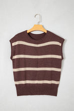 Load image into Gallery viewer, LAS Striped Cap Sleeve Knit Sweater (S-4X): Brown Stripe / S