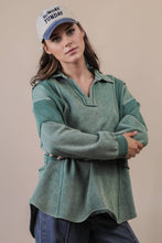 Load image into Gallery viewer, Mineral Washed Oversized French Terry Knit Top: MOCHA