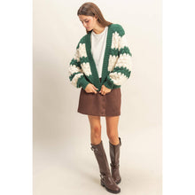 Load image into Gallery viewer, Oversized Scallop Pattern Knit Cardigan: D.GREEN