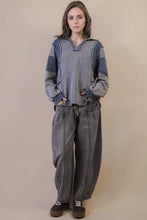 Load image into Gallery viewer, Mineral Washed Oversized French Terry Knit Top: MOCHA