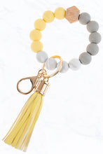 Load image into Gallery viewer, Color Silicone Beaded Key Ring Keychain: Nude Grey