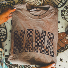 Load image into Gallery viewer, Mama Outline Checkered Tee: Espresso