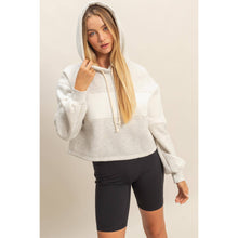 Load image into Gallery viewer, Colorblock Cropped Hoodie: WALNUT