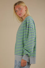 Load image into Gallery viewer, NT11927-Stripe Comfy Casual Oversized Knit Top: RED/CREAM / S-M-L/2-2-2