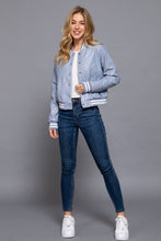 Load image into Gallery viewer, Long Sleeve Quilted PU Faux Leather Bomber Jacket: BLK-black / M