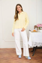 Load image into Gallery viewer, EXPOSED SEAM LONG SLEEVE TEXTURED KNIT POLO: BUTTER YELLOW