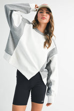 Load image into Gallery viewer, Colorblock Terry Pullover Sweatshirt: White Heather Gray / Contemporary