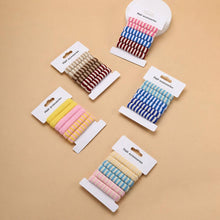 Load image into Gallery viewer, Striped Terry Hair Ties 6-Pc Set | Pink/Blue/Tan