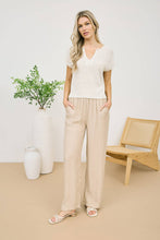 Load image into Gallery viewer, SPLIT NECK SHORT SLEEVE KNIT PULLOVER: PEACH