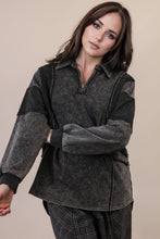 Load image into Gallery viewer, Mineral Washed Oversized French Terry Knit Top: MOCHA