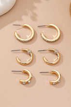Load image into Gallery viewer, Gold-Tone Crystal Huggie Hoop Earring Set | 80E61880: SET