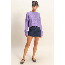 Load image into Gallery viewer, Cropped Cable Knit Sweater: ALPACA