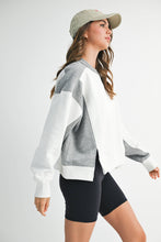 Load image into Gallery viewer, Colorblock Terry Pullover Sweatshirt: White Heather Gray / Contemporary