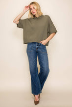 Load image into Gallery viewer, Boxy Crew Neck Knit Top: Olive