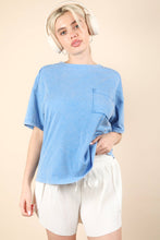 Load image into Gallery viewer, Mineral Washed Knit Top with Pocket: PINK